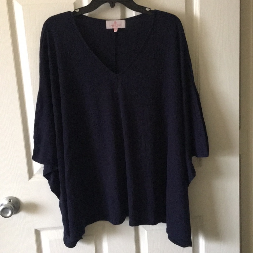 Laurie Felt XL/1X Los Angeles Oversized Poncho Type Top with V-Neck NWOT (Navy)